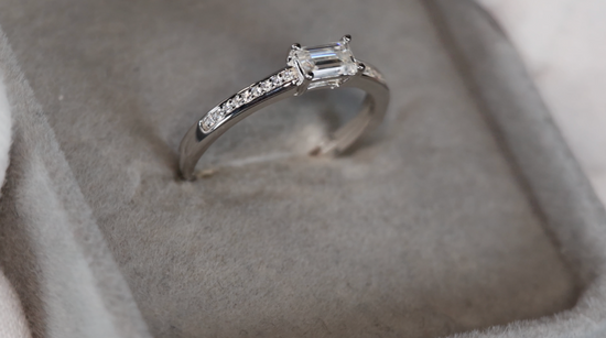 Womens Moissanite Baguette Diamond Ring