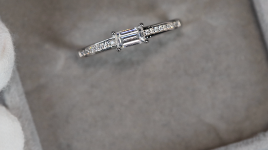 Womens Moissanite Baguette Diamond Ring