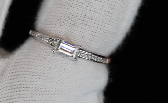 Womens Moissanite Baguette Diamond Ring