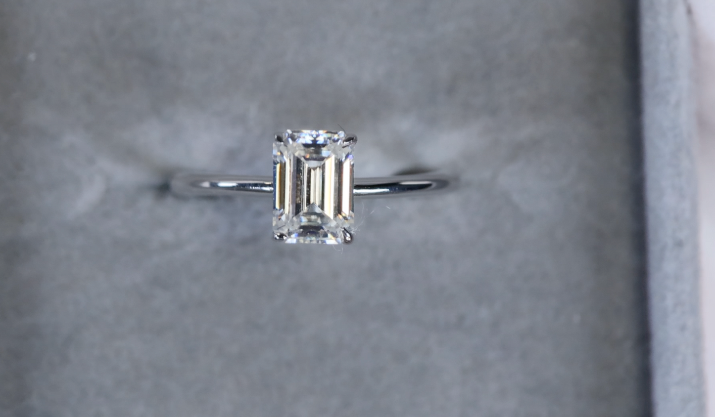 Moissanite Emerald Cut Diamond Engagement Ring