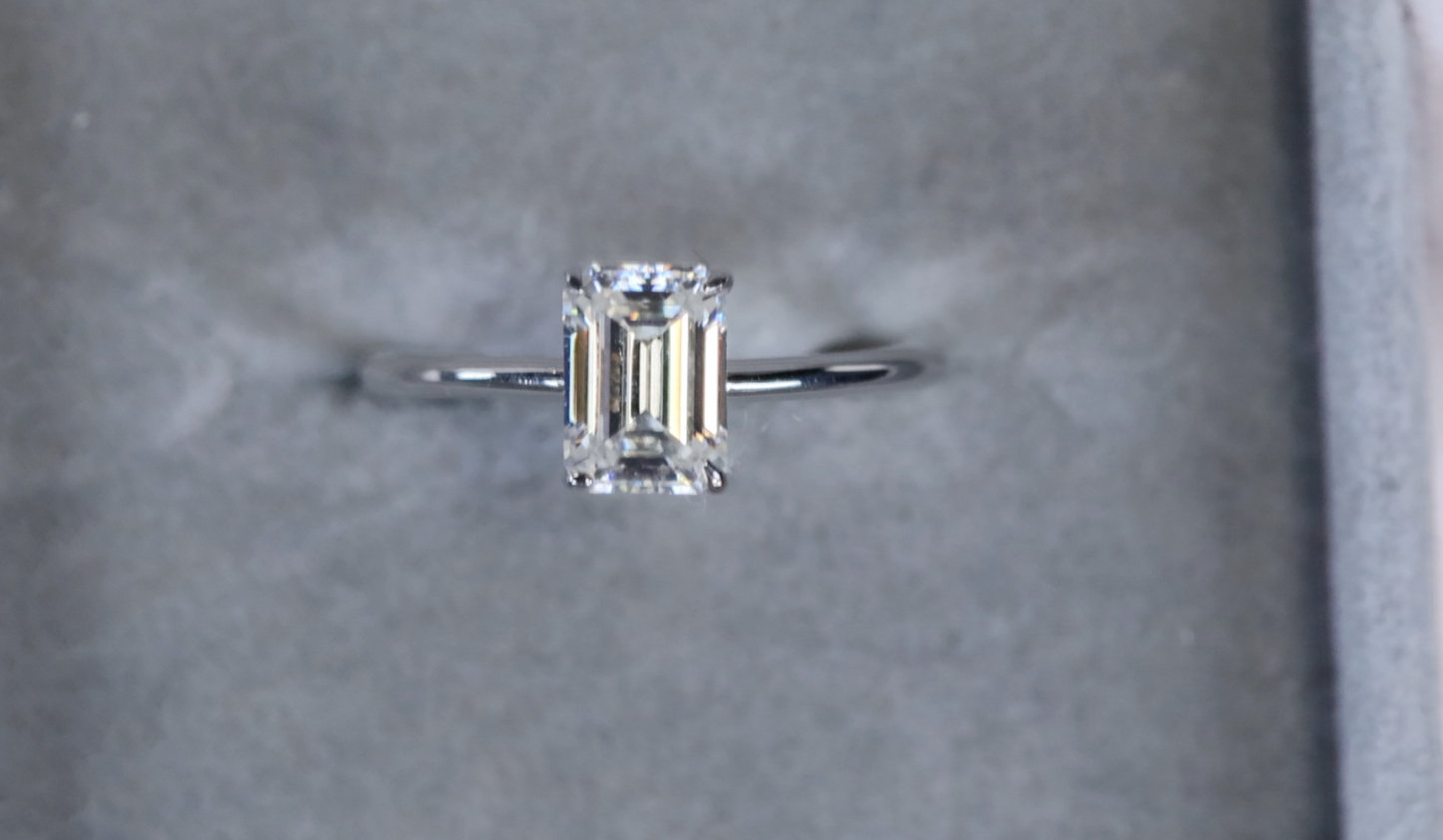 Moissanite Emerald Cut Diamond Engagement Ring