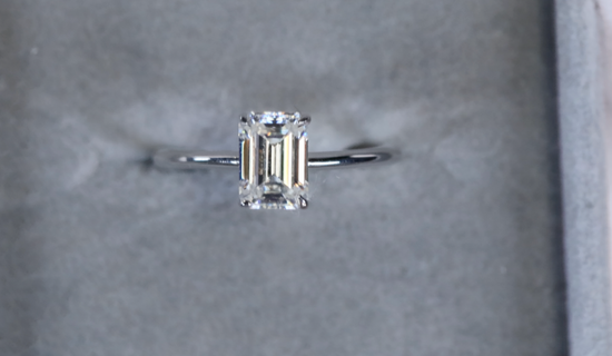 Moissanite Emerald Cut Diamond Engagement Ring