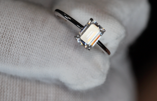 Moissanite Emerald Cut Diamond Engagement Ring