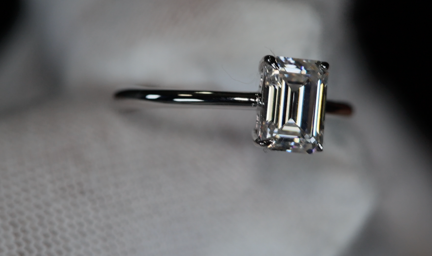 Moissanite Emerald Cut Diamond Engagement Ring