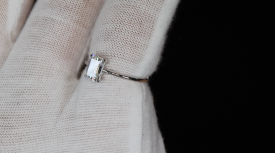 Moissanite Emerald Cut Diamond Engagement Ring