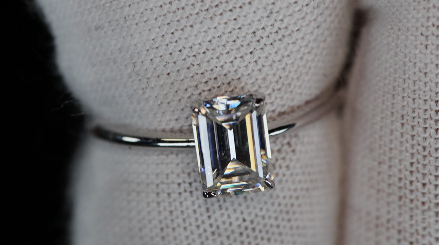 Moissanite Emerald Cut Diamond Engagement Ring