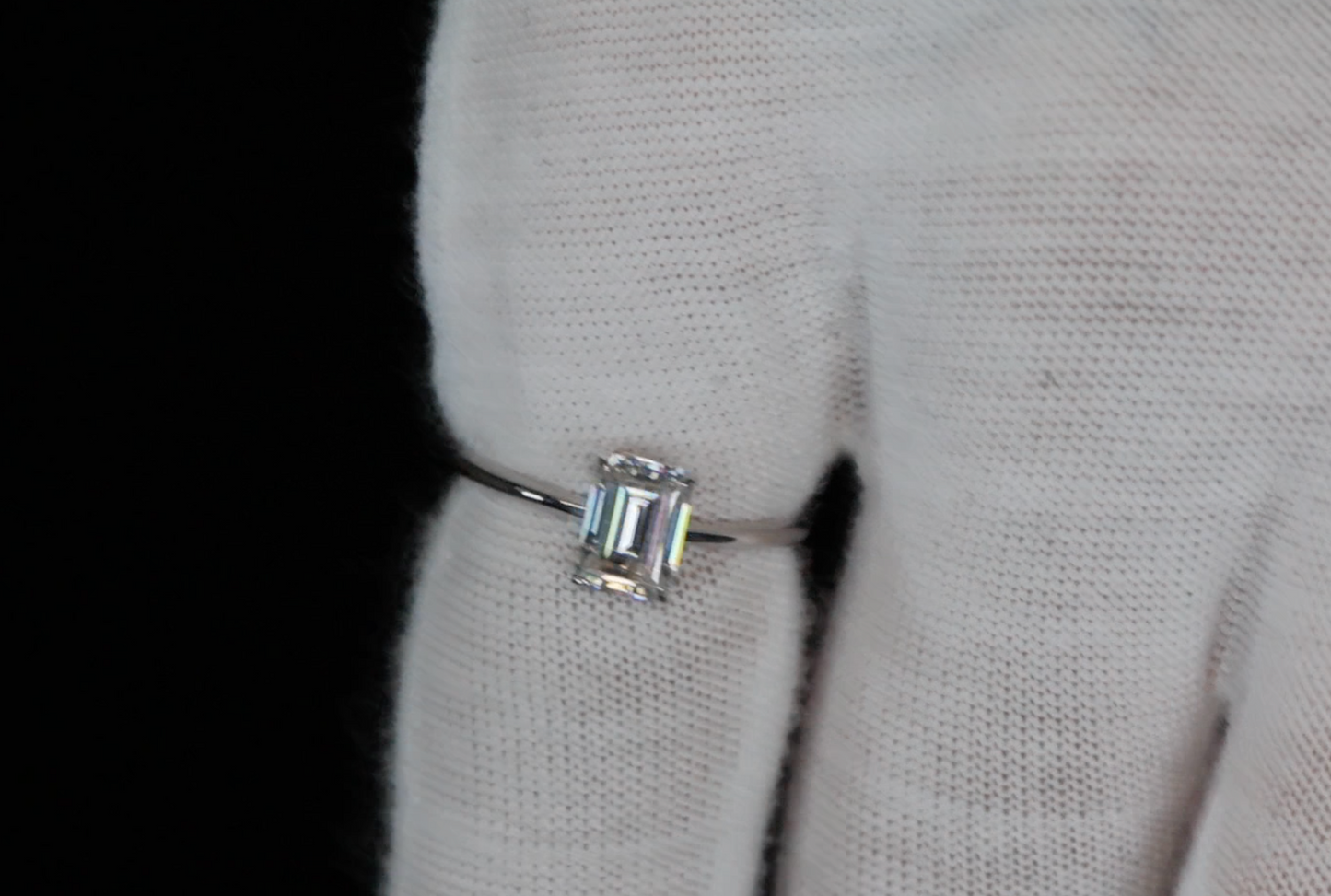 Moissanite Emerald Cut Diamond Engagement Ring