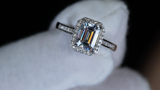 Moissanite Emerald Cut Diamond Engagement Ring