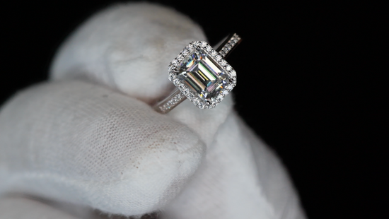 Moissanite Emerald Cut Diamond Engagement Ring