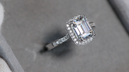 Moissanite Emerald Cut Diamond Engagement Ring