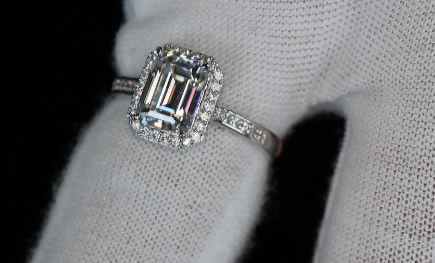 Moissanite Emerald Cut Diamond Engagement Ring