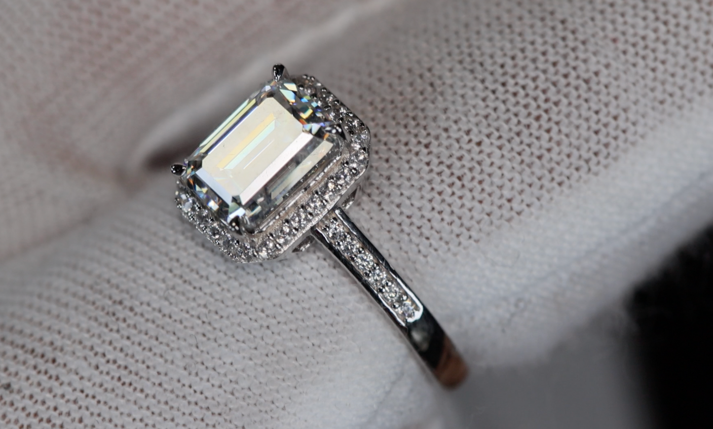 Moissanite Emerald Cut Diamond Engagement Ring