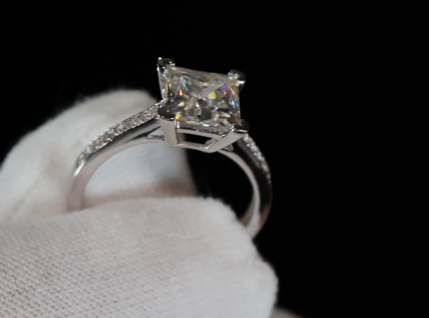 Moissanite Princess Cut Diamond Ring