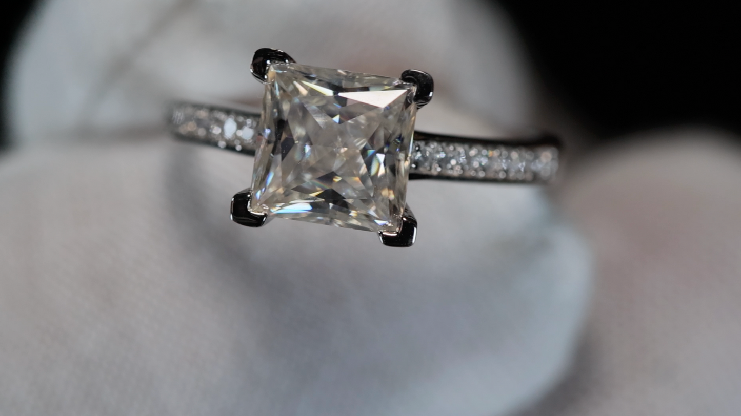 Moissanite Princess Cut Diamond Ring