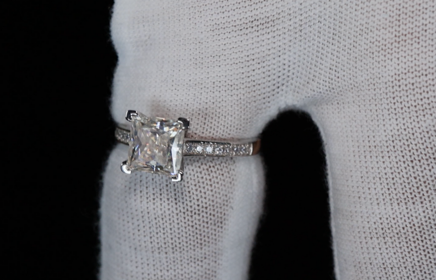 Princess Cut Moissanite Diamond Ring