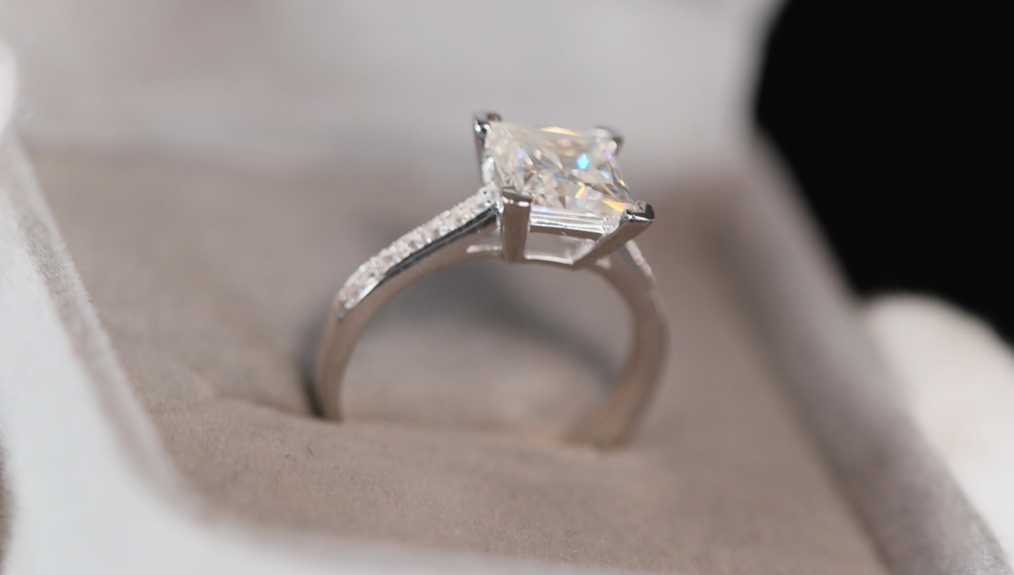 Moissanite Princess Cut Diamond Ring