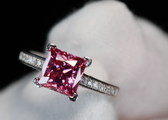 Pink Moissanite Diamond Ring