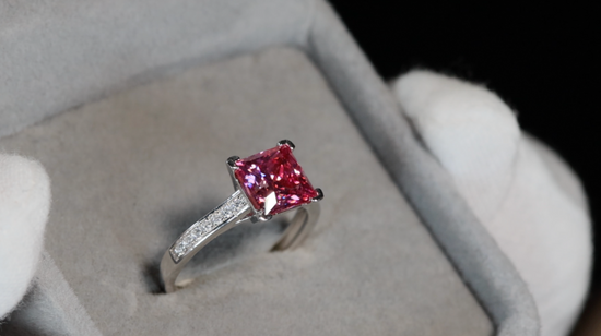 Pink Moissanite Diamond Ring