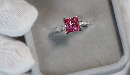 Pink Moissanite Diamond Ring