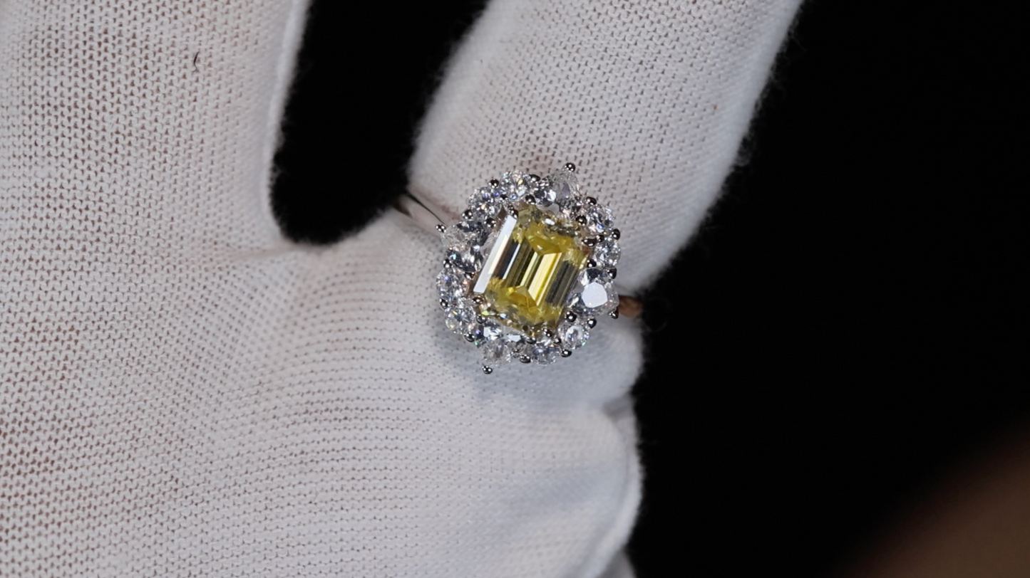 Womens Yellow Moissanite Diamond Ring