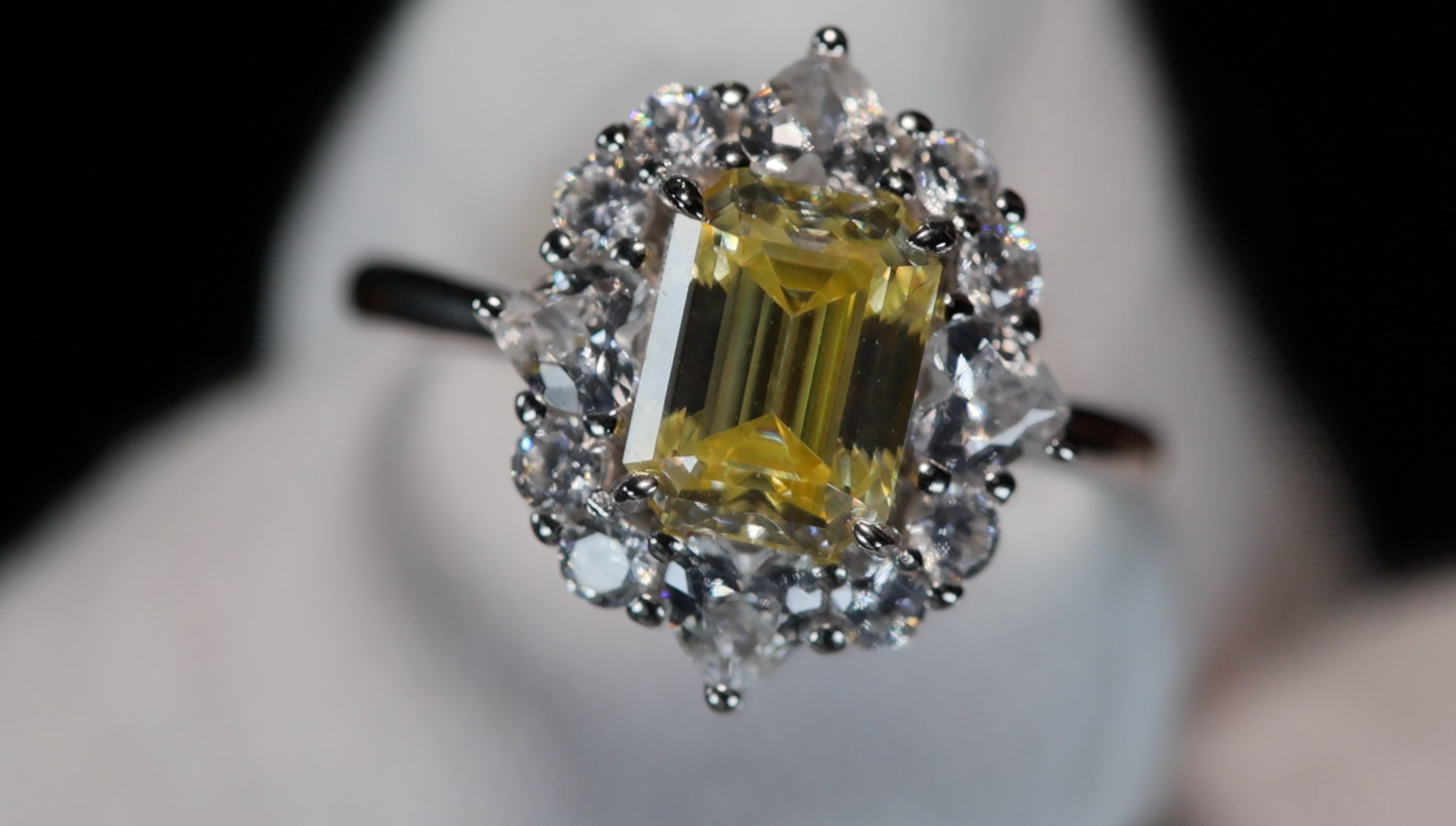 Womens Yellow Moissanite Diamond Ring