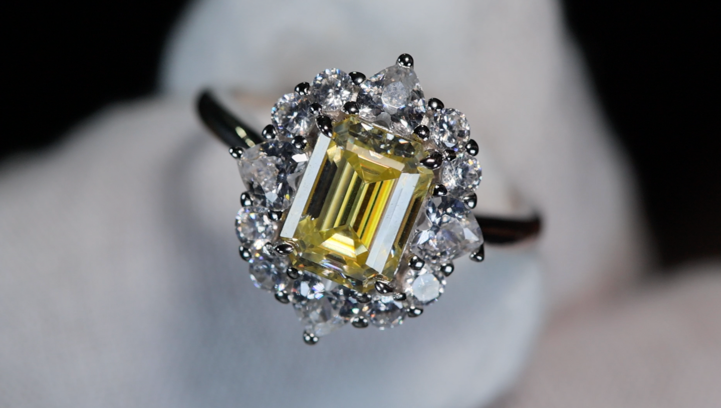 Womens Yellow Lab Grown Diamond Ring