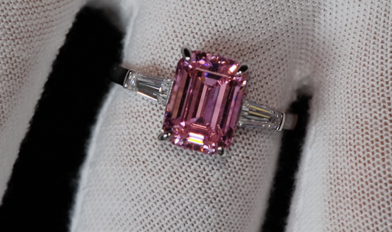 Pink Emerald Cut Diamond Ring