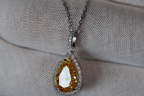 Yellow Pear Cut Diamond Pendant