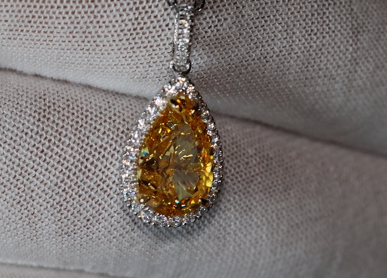 Yellow Pear Cut Diamond Pendant