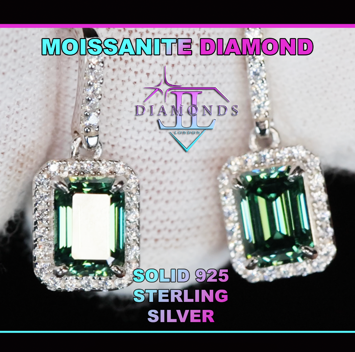 Green Moissanite Diamond Earrings