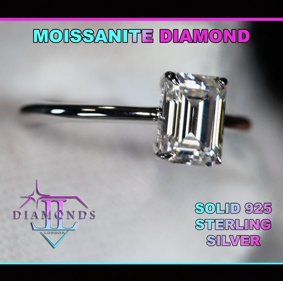 Moissanite Emerald Cut Diamond Engagement Ring