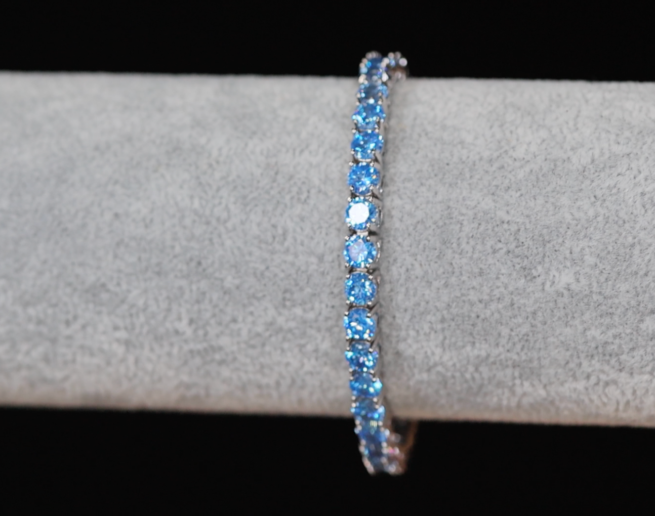 Aquamarine Blue Diamond Tennis Bracelet