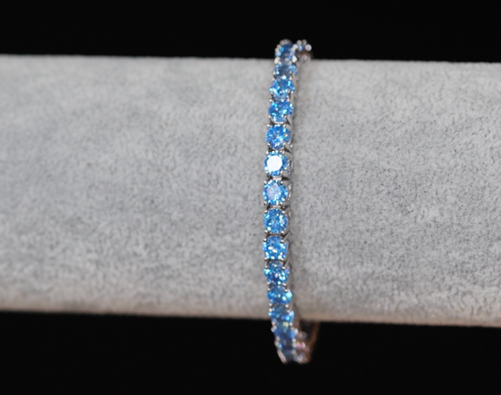 Aquamarine Blue Diamond Tennis Bracelet