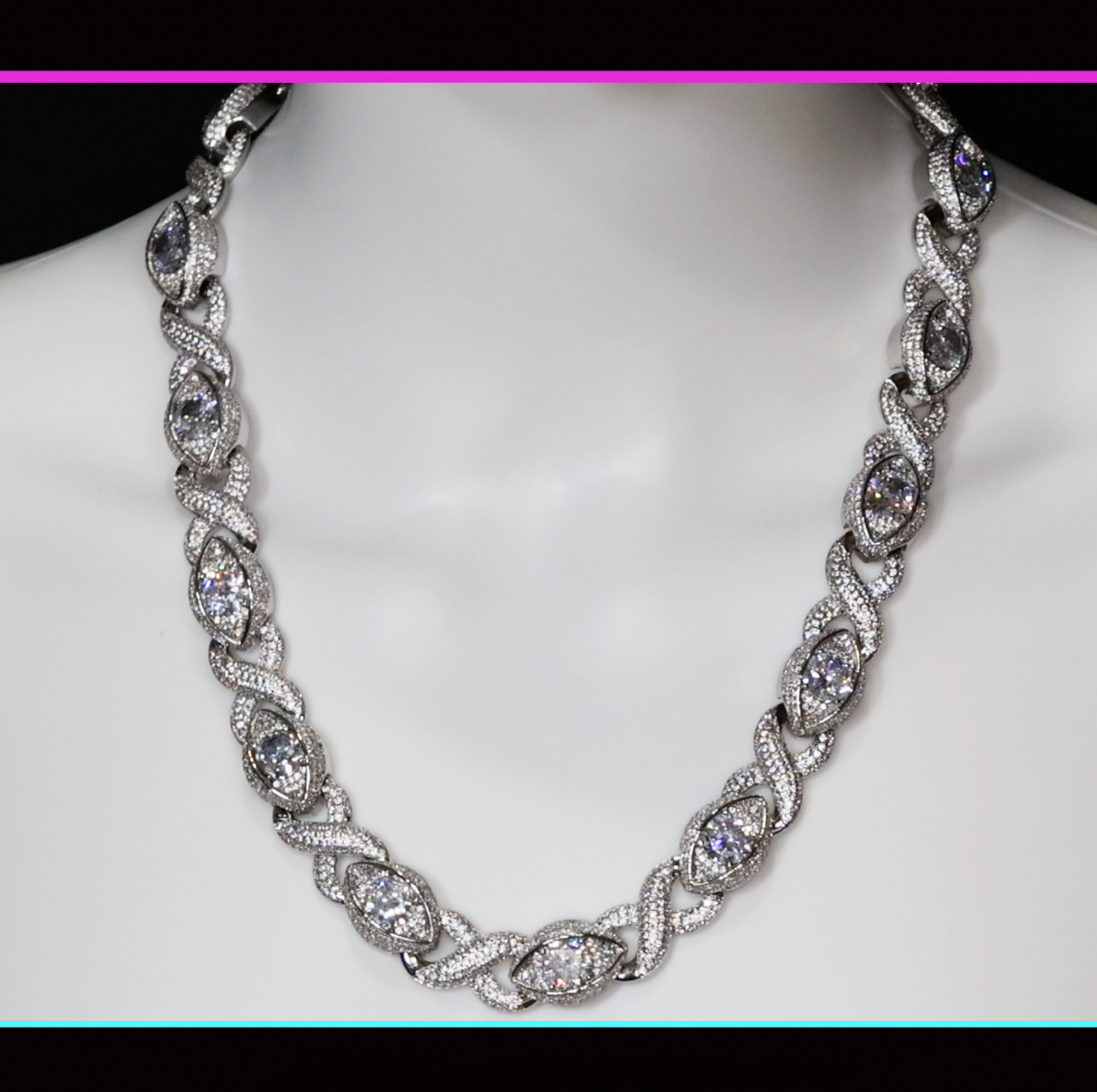 Mens Diamond Infinity Link Necklace