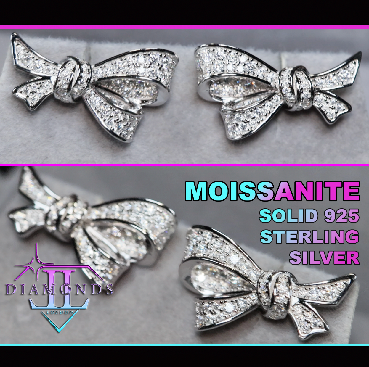 Moissanite Diamond Ribbon Ear Studs