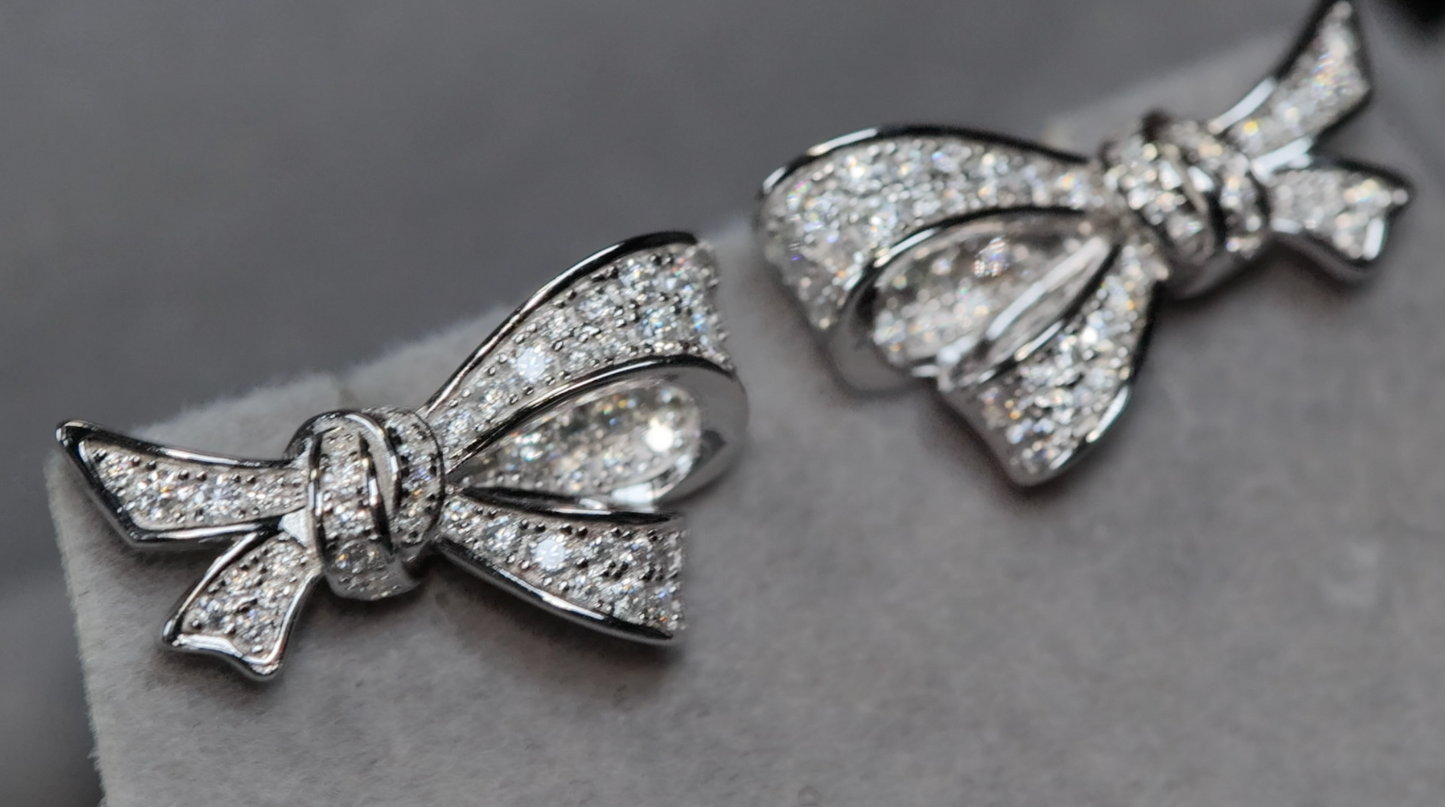 Moissanite Diamond Ribbon Ear Studs