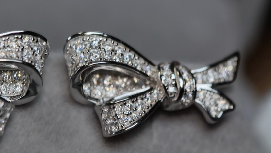 Moissanite Diamond Ribbon Ear Studs