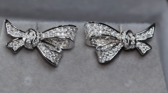 Moissanite Diamond Bow Ear Studs