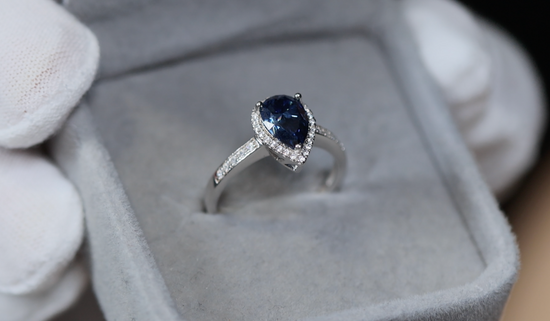 Sapphire Blue Moissanite Ring