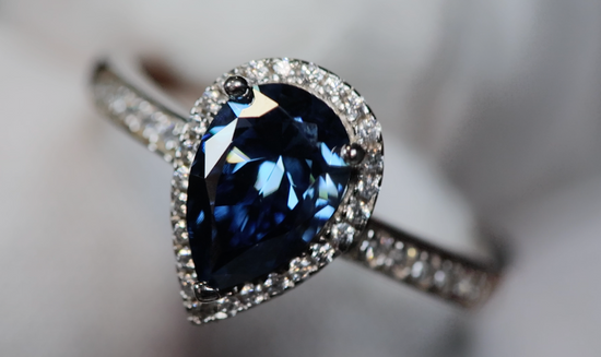 Sapphire Blue Moissanite Ring