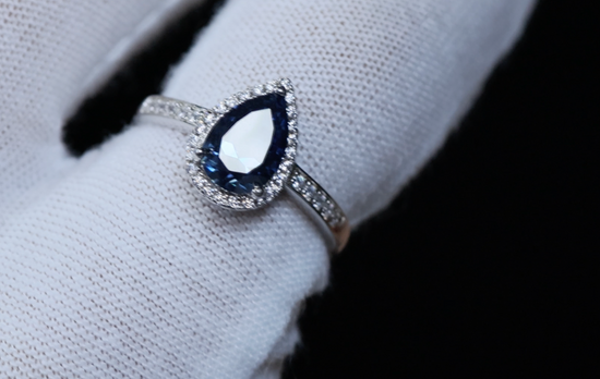 Sapphire Blue Moissanite Ring