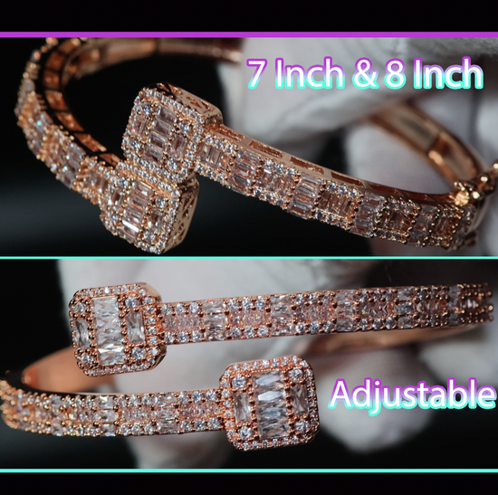 Rose Gold Bracelet | Iced Out Bracelet | Rose Gold Baguette Cut Diamond Bracelet