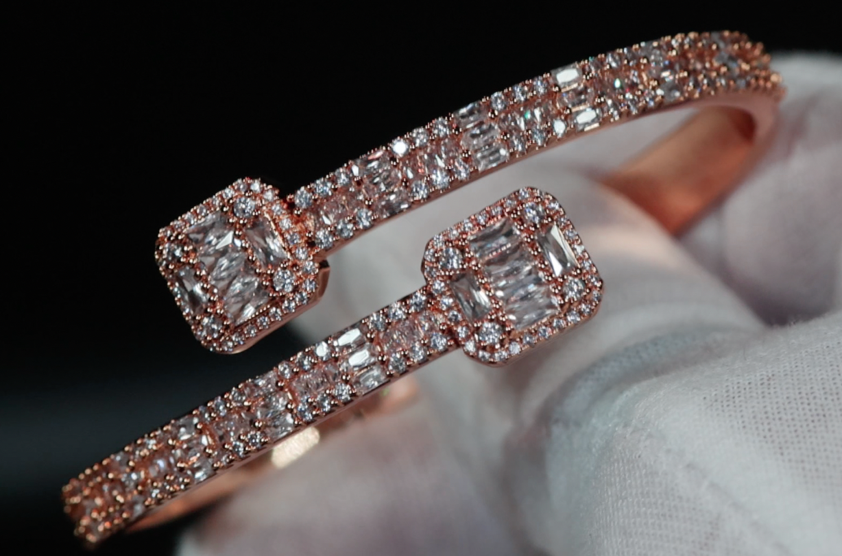 Rose Gold Bracelet | Iced Out Bracelet | Rose Gold Baguette Cut Diamond Bracelet