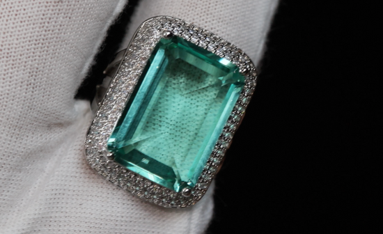 Womens Big Green Diamond Ring | Green Baguette Diamond Ring