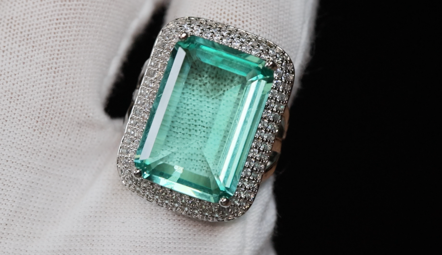 Womens Big Green Diamond Ring | Green Baguette Diamond Ring