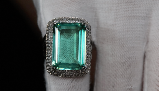 Womens Big Green Diamond Ring | Green Baguette Diamond Ring