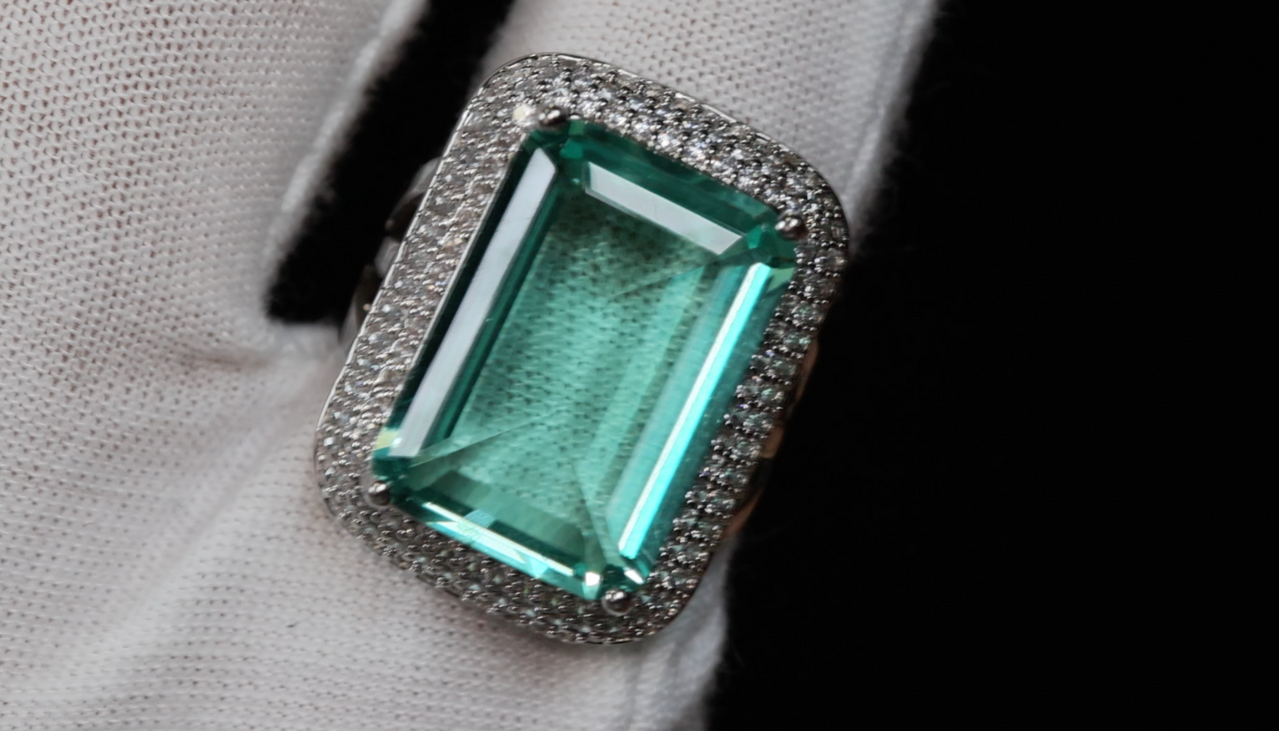 Womens Big Green Diamond Ring | Green Baguette Diamond Ring