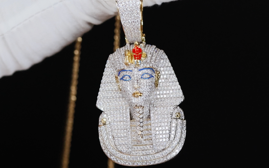 Iced Out Gold Diamond Pharaoh Pendant