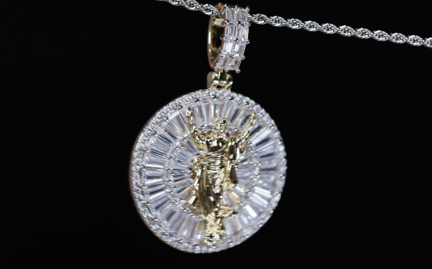 Baguette Diamond Jesus Pendant