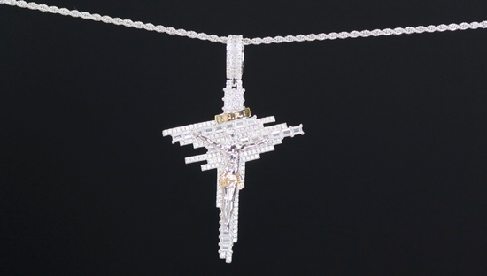 Baguette Jesus on Cross Pendant